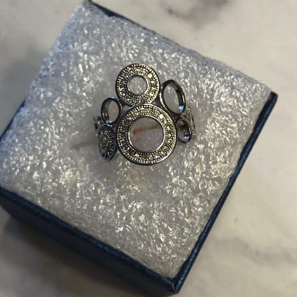 White CZ Silvertone Ring